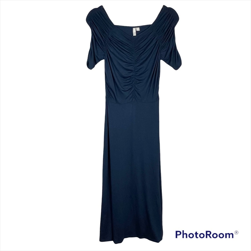 NWT ASOS Navy Ruched Front Jersey Knit Midi Dress